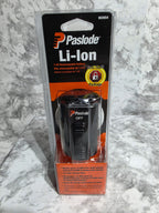 Paslode Li-ion battery in packaging on a marble surface