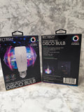 Two Extech disco bulb packages on a marble surface