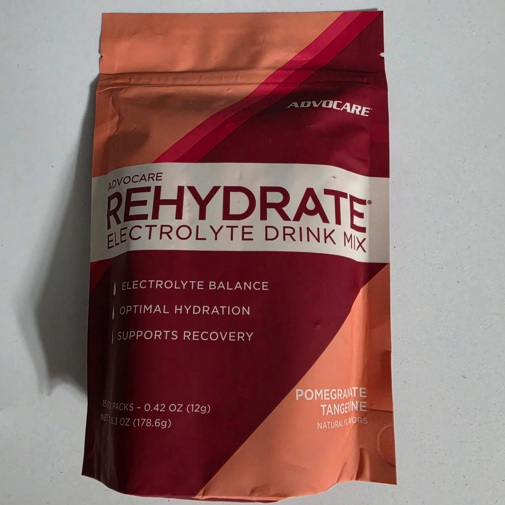 Actual stocked AdvoCare Rehydrate Pomegranate Tangerine Electrolyte Drink Mix 15 stick packs