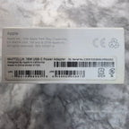 Apple 18W USB-C Power Adapter MU7T2LL/A Model A1720 package label showing UPC 190198889928, JAN 4549995058673 and Made in China