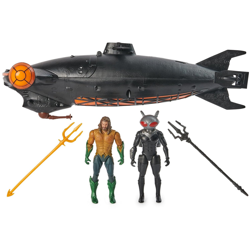 Aquaman vs. Black Manta set with Manta Sub, two 4-inch figures and two trident accessories