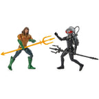 Aquaman and Black Manta 4-inch figures posed with their gold-colored and black tridents