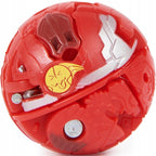 Titanium Dragonoid in red ball form with silver accents and yellow clan emblem.