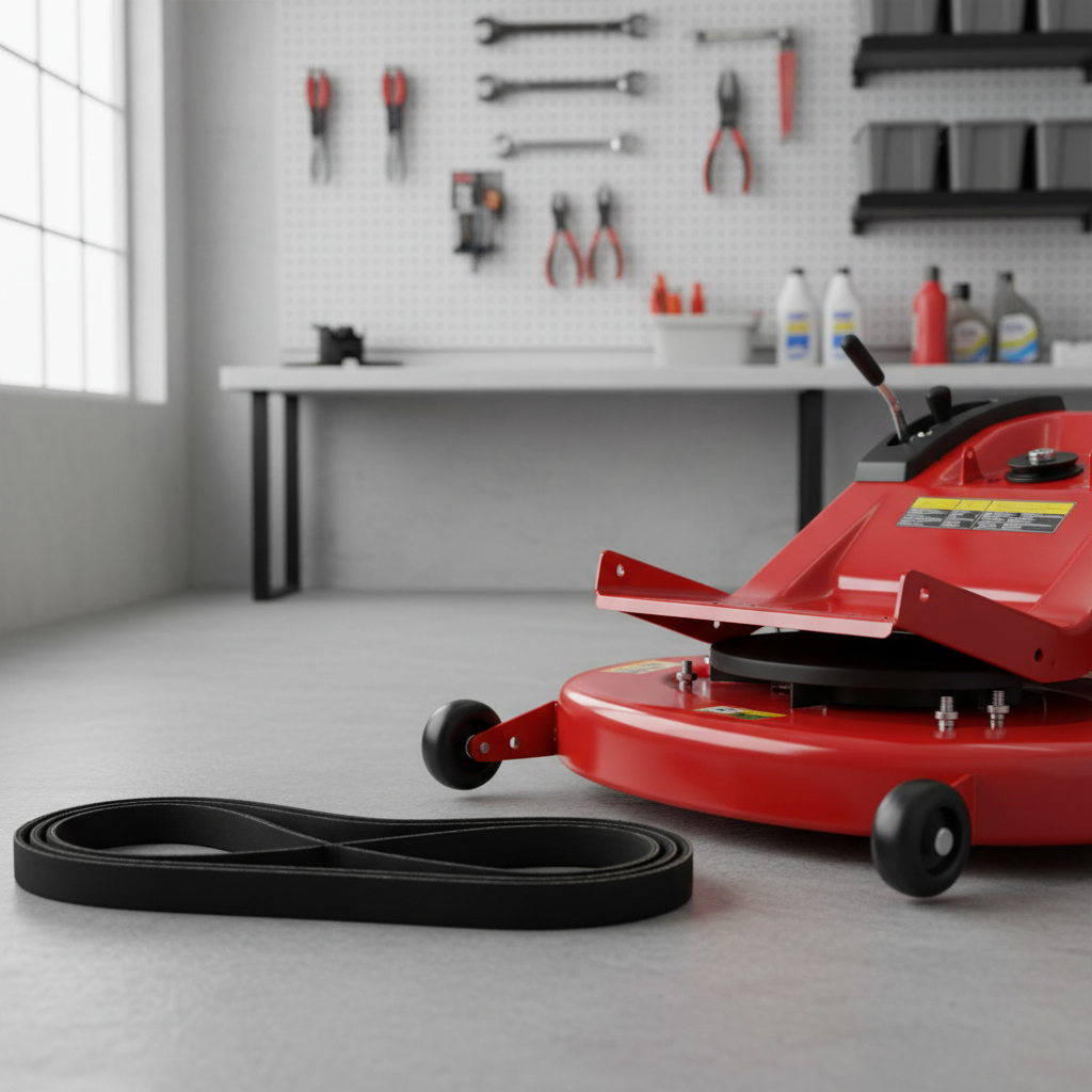 Belt beside mower deck