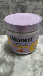 Actual Bloom High Energy Pre-Workout Sour Peach Ring 7 oz tub, front label
