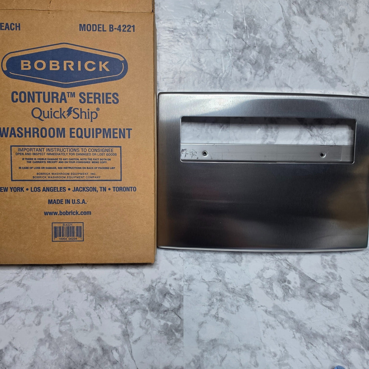 Bobrick B-4221 stainless steel toilet seat cover dispenser with original box