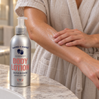 Hand in Hand Cactus Blossom Body Lotion beside an adult applying lotion to a forearm