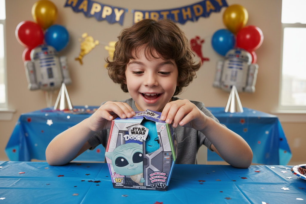 Child unboxing at party