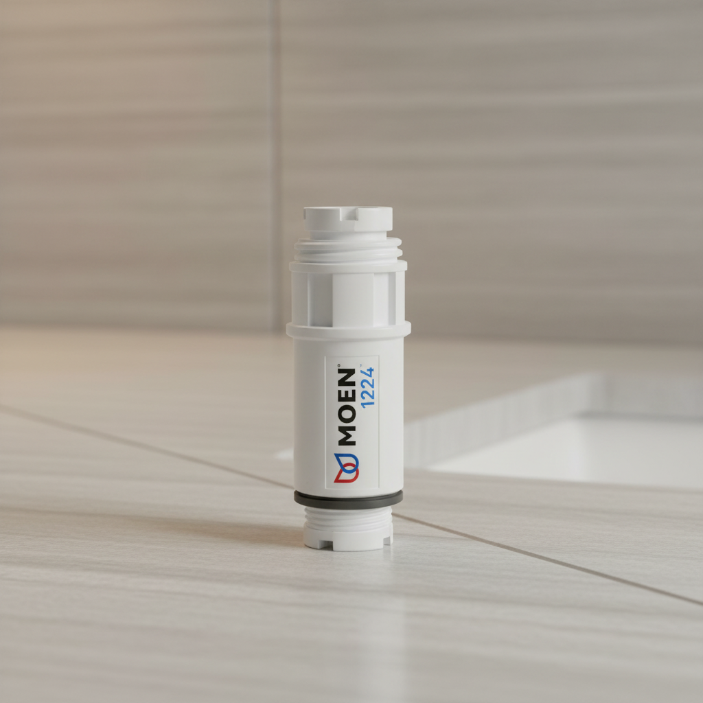 Clean product-focused bathroom context