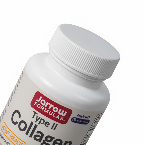 Collagen cap and label close-up