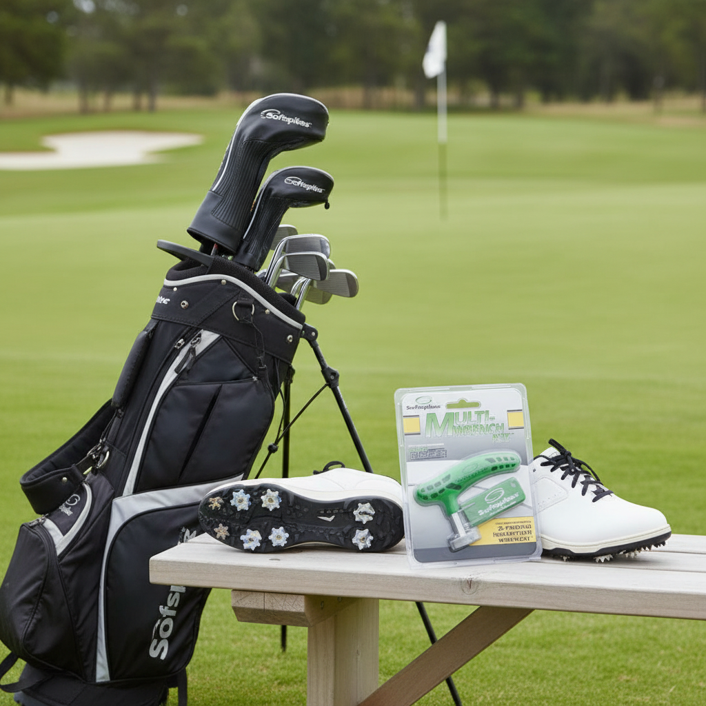 Course-side golf shoe-care setup