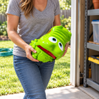 Carrying the Crocodile Dentist Splash toy into storage