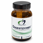 AI-edited studio image of Designs for Health Digestzymes 60-capsule sealed bottle