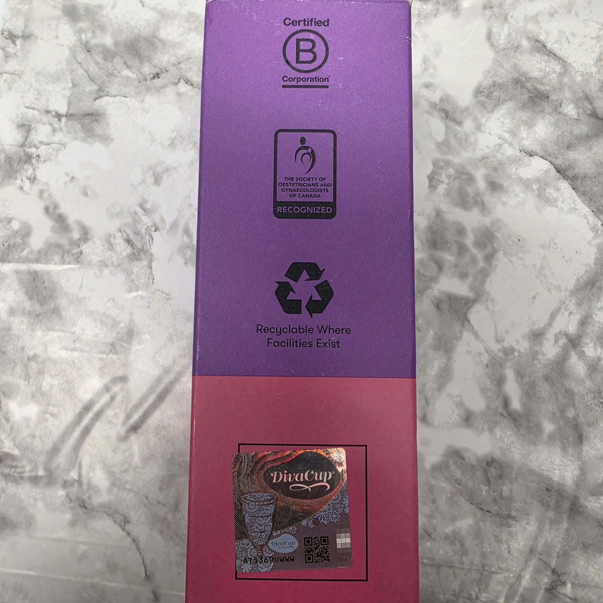 Actual DivaCup retail box side panel