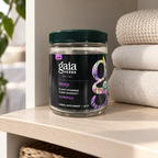 AI-generated illustrative scene of the closed Gaia Herbs Organic Sleep Gummies, 40 Count package on a shaded linen shelf.