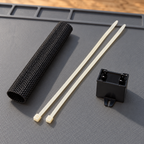 GE capacitor kit components arranged on a technician's preparation mat