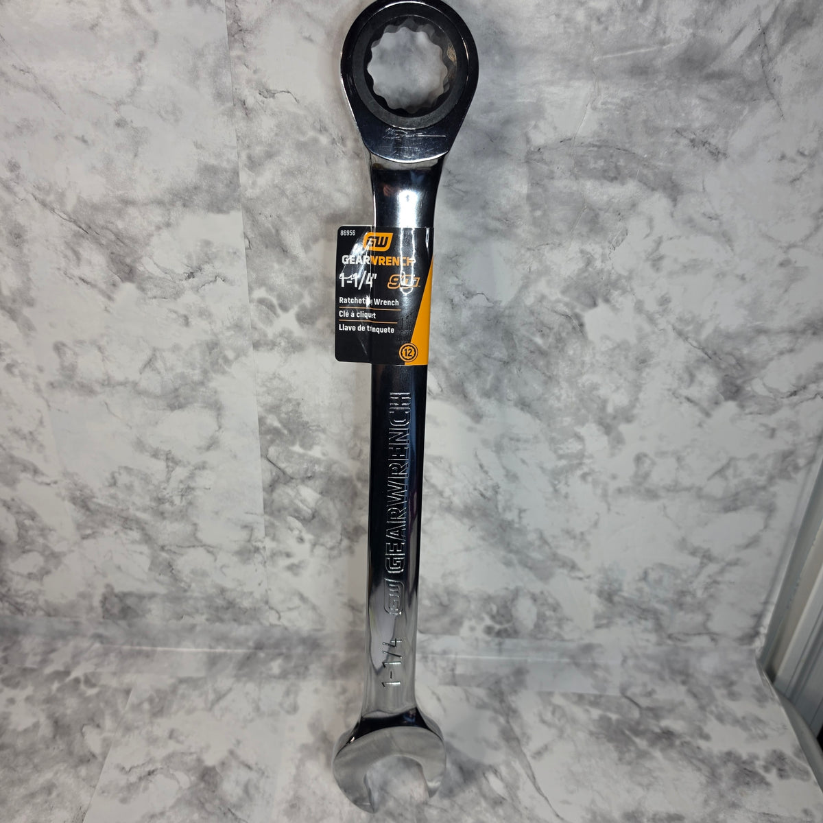 Actual GEARWRENCH 86956 1-1/4 inch 90-tooth ratcheting combination wrench, new with tag