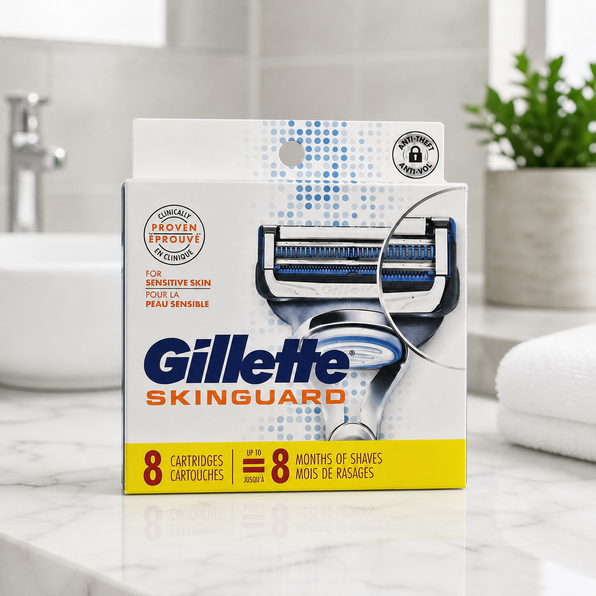 Gillette SkinGuard 8-count razor blade refills styled product image
