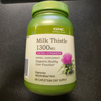 GNC Herbal Plus Milk Thistle 1300 mg Extra Strength 60 caplets actual More4less Outlet inventory