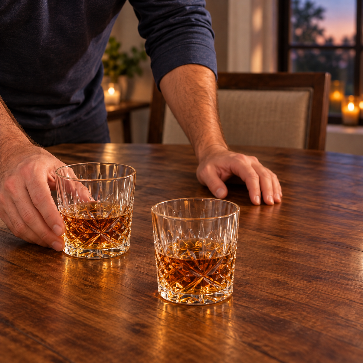 Setting out two Godinger Dublin crystal glasses
