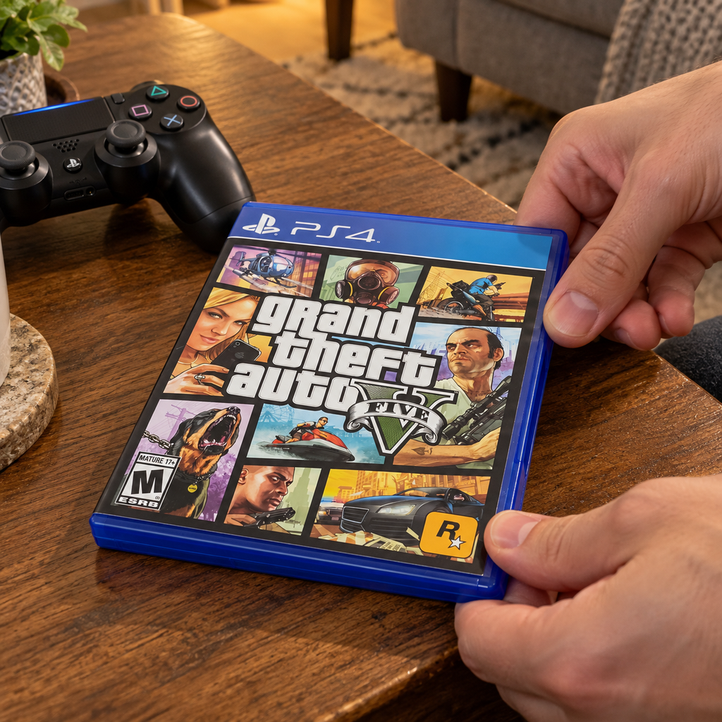 Closing the Grand Theft Auto V PlayStation 4 case after playing