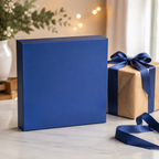 Hasbro Monopoly Travel World Tour — AI-generated gift context with a completely blank blue rear-facing box; actual Monopoly package is image 1.