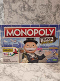 Actual stocked Hasbro Monopoly Travel World Tour board game box, F4007, ages 8+, front package