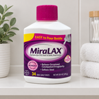 AI-generated view of MiraLAX 20.4 oz bottle on a bathroom shelf
