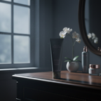 Lifestyle context image of Mary Kay TimeWise Age Minimize 3D Night Cream Combo/Oily (AI-generated for visual illustration only) – dark vanity moonlight glow – More4less Outlet