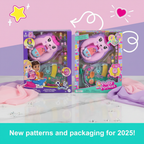 Polly Pocket Mom and Baby Hedgehog Purse Playset by Mattel on white marble with pink and purple gem accent props, minimalist studio photography – More4less Outlet