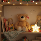 GUND Philbin Teddy Bear sitting on child bedroom shelf with classic toys storybooks and cozy decor - More4less Outlet