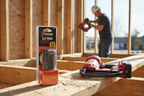 Paslode 902654 7.4V Li-Ion battery sealed retail pack on construction framing job site with nailer - More4less Outlet