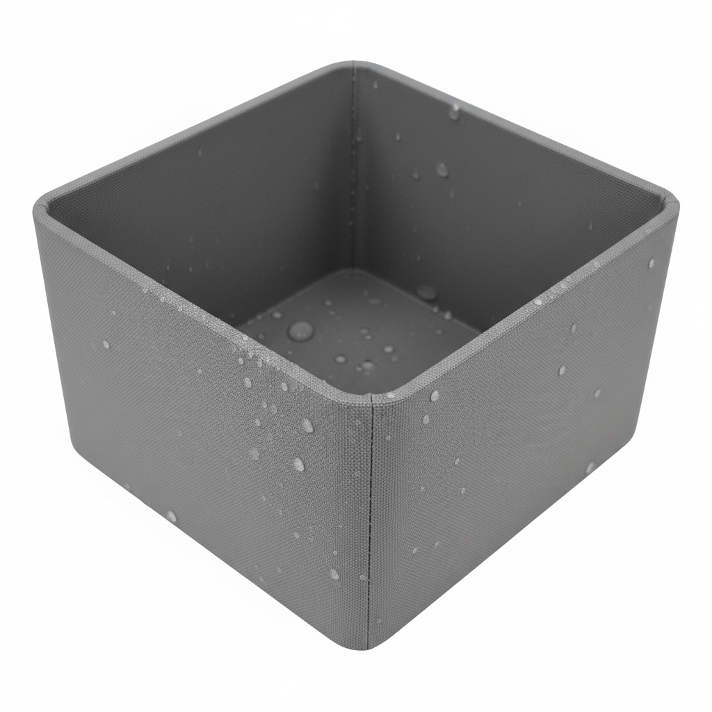 Close-up detail of Kaytee grey waterproof liner material texture showing raised side walls and waterproof surface