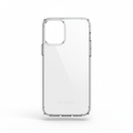 Clean studio shot of transparent clear OtterBox Symmetry Series phone case on white background showing slim one-piece design