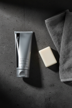 Mary Kay True Original Hair and Body Wash 6.5 fl oz flat lay on concrete with grey towel – More4less Outlet