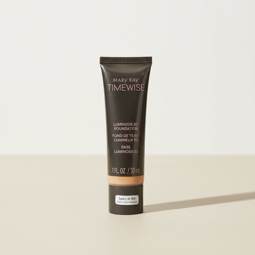 Mary Kay TimeWise Luminous 3D Foundation tube in Ivory N 160 on a neutral studio background