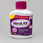 AI-generated studio view of MiraLAX 20.4 oz 34-dose bottle on a light gray background