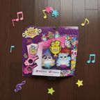 FurReal Friends Dizzy Dancers HillyHoot & ChipaLu spinning toys on a glossy hardwood floor with colorful dance-themed props – More4less Outlet