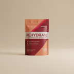 AdvoCare Rehydrate Pomegranate Tangerine electrolyte drink mix package on a neutral background