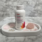 GNC Women's Gelatin on vanity tray with rose quartz crystal and pearl earrings – More4less Outlet