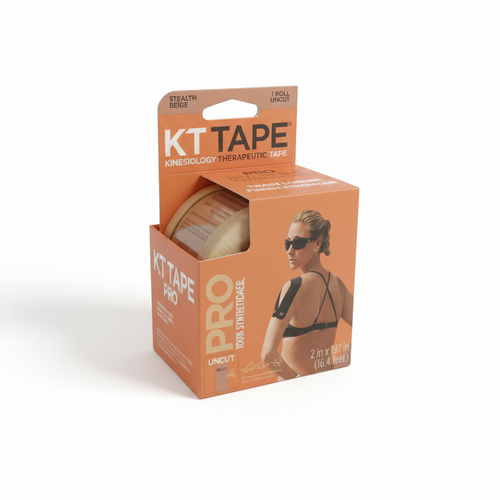 AI-generated contextual image of KT Tape Pro Beige (Stealth) 1 Uncut Roll on a pure white background