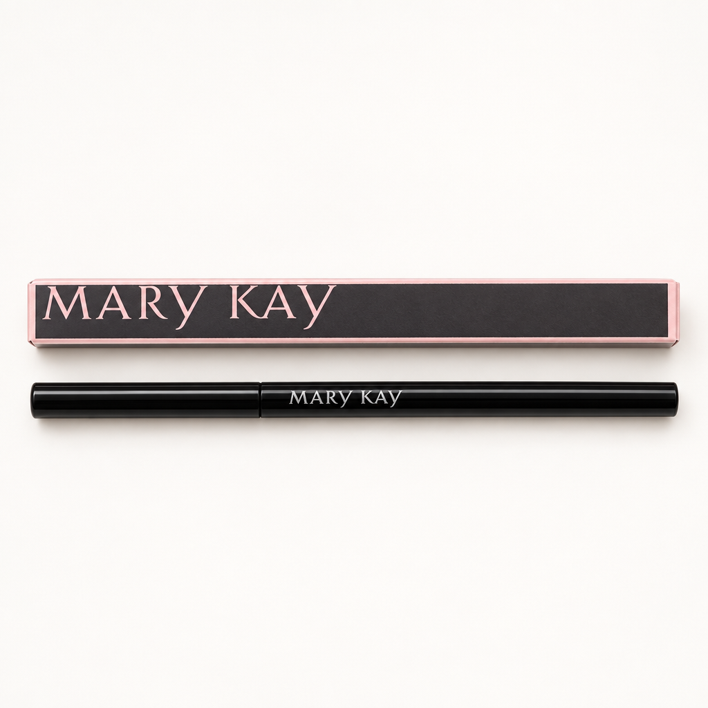 Mary Kay Brow Liner Blonde pencil and pink retail box on a warm white background
