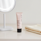 AI-generated lifestyle/context image of Mary Kay TimeWise Matte-Wear Liquid Foundation on a neutral vanity.