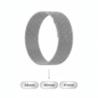 LAUT Steel Loop Apple Watch band size compatibility graphic showing 38mm 40mm 41mm
