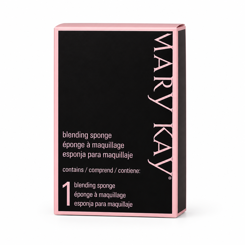 AI-generated studio photo of the Mary Kay Blending Sponge retail box