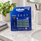 Gillette ProGlide razor value pack on a bathroom marble countertop