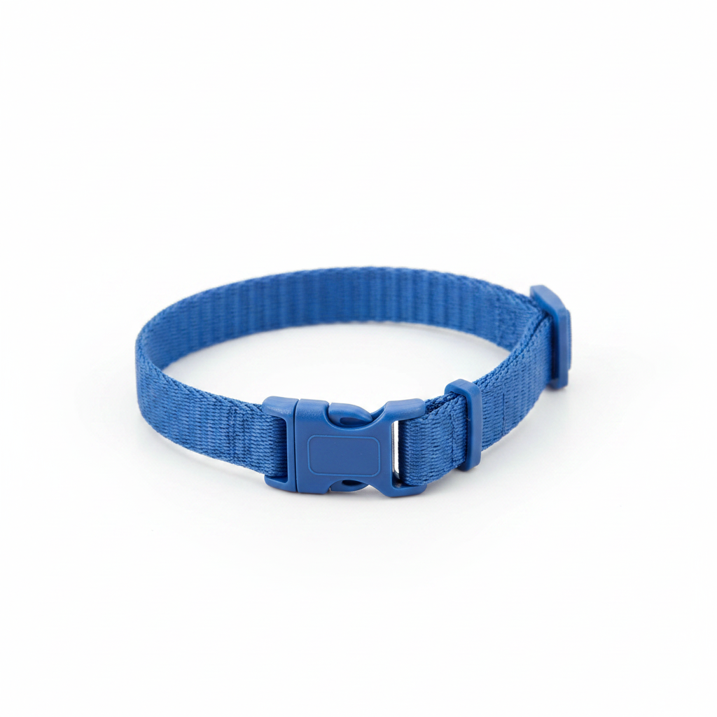 ADAPTIL Junior blue adjustable puppy calming collar detail shot on white surface