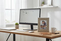 Professional office desk styling with a metallic-textured 5x7 portrait picture frame