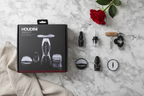 Houdini 4-Piece Wine Tool Kit gift flatlay on white marble with retail box rose and wine cork - More4less Outlet