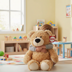 Child hugging GUND Philbin Teddy Bear in bright cheerful playroom - More4less Outlet